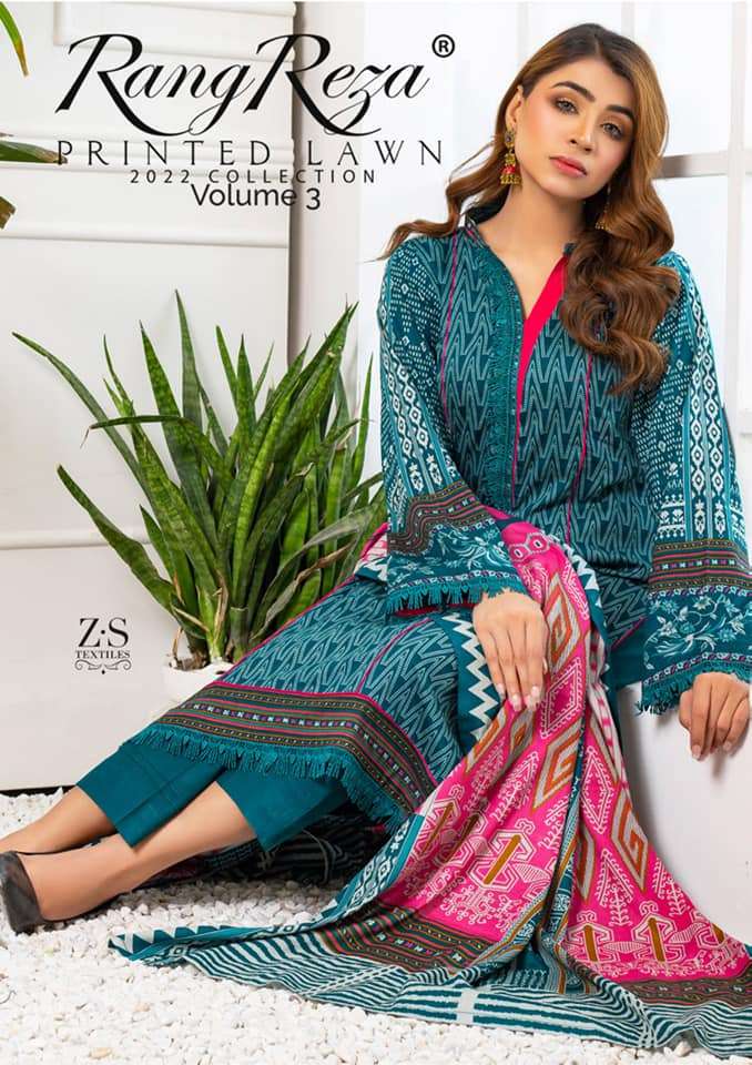 RangReza Printed Lawn Collection Vol-3 2022 By ZS Textiles